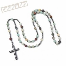 Collana rosario croce ematite