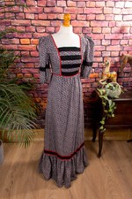 Abito Hippie Vintage Anni 70 Lungo Nero E Bianco In Cotone Maxidress Boho 34 36