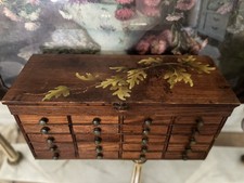 Cassettiera antica orologiaio dipinta a mano ESTREMAMENTE rara decorazione legno gioielliere