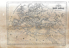 Mappa antica Mondo Barbaro Roma Italia Europa Asia Atlante geografico Marmocchi
