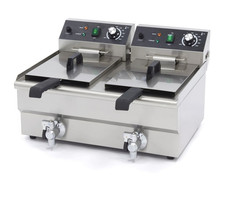 Friggitrice 16+16 litri olio elettrica professionale doppia vasca 