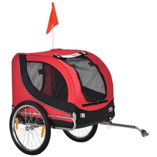 PawHut Carrello per Cani Rimorchio Bici in Acciaio e Tessuto Oxford Rosso e Nero