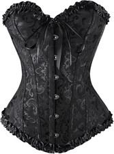 Corsetto Donna Elegante Allacciatura Satin Boned Bustino Sexy Taglie Forti Senza