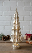 Albero Natale Vetroresina Argento LED Decorazione Luminosa Inverno Casa