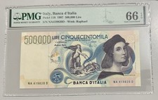 500000 LIRE RAFFAELLO ITALY 1997 PMG 66 EPQ 500,000 PICK 118 UNC