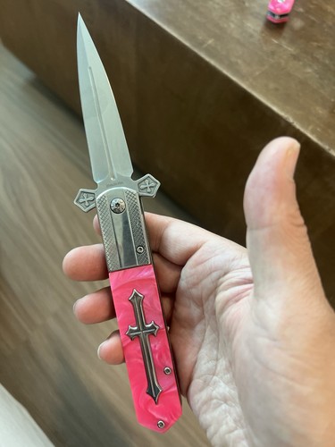 Pink cross handle - cross, spring
