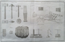 R183 INCISIONE ARTI E MESTIERI ARTI CHIMICHE TAVOLA LIII Pietra focaia Preziosi