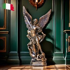 Statua Scultura di San Michele Arcangelo H 32cm In Resina Effetto Bronzo Arredo