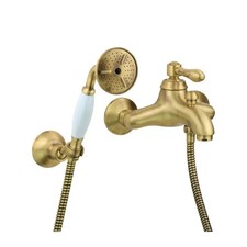 Miscelatore vasca a parete modello retrò colore bronzo completo di set doccia Ga
