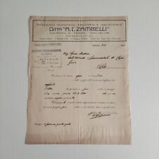 1921 Ditta A. Zambelli Materiale Scientifico, Sanitario e Industriale Lettera su