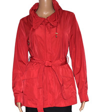 GEOX Respira Breathing System Red Full Zip Collared Lined Belted Jacket Size 6
