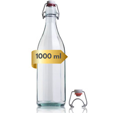 BOTTIGLIA COSTOLATA in VETRO per ACQUA LIQUORE VINO con TAPPO ERMETICO 1 Litro