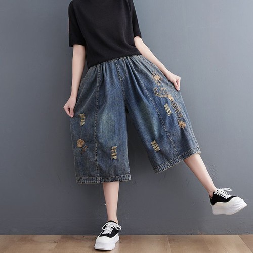 Donna ricamato pantaloni capri - donna,