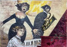 Jazz Giampaolo Talani Opera LITOGRAFIA Numerata su Carta Dipinto Moderno 30x25