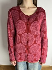 Maglione donna OLEANA NORWAY rosso floreale con bottoni taglia M