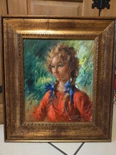 OLIO SU CARTONE TELATO DI CLEMENTE TAFURI AUTENTICO! FIGURA DI GIOVANE DONNA