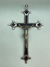 CROCE ANTICO CROCIFISSO INTARSIO LEGNO METALLO ITALY PETTORALE ANNI 30-40-50'