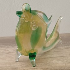 SCULTURA PESCE VETRO MURANO COLORE VERDE ORO