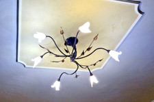 COPPIA 2 ELEGANTISSIMI LAMPADARI A SOFFITTO FERRO BATTUTO 6 PUNTI LUCE G9