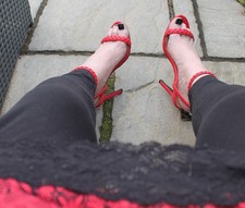 sandali donna usati rossi tacco alto cinturino taglia 7