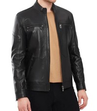 Giacca biker uomo nera vera