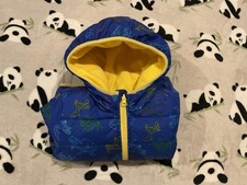Jumping Beans Giubbotto imbottito ragazzo taglia 3T blu giallo dinosauro tasche con cappuccio