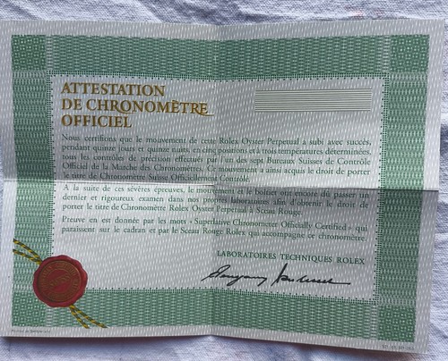 Rolex certificate attestation - certificate,