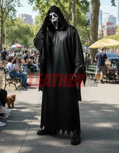 Black leather scream robe - black,