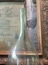 BOTTIGLIA ANTICA IN VETRO SOFFIATO VERDE NORD ITALIA EPOCA '800 PERFETTA.