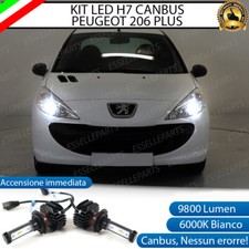 KIT FULL LED PEUGEOT 206 PLUS LAMPADE H7 6000K BIANCO 9800 LUMEN CANBUS NO ERROR