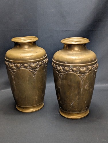 Pair antique wmf brass - antique, vases