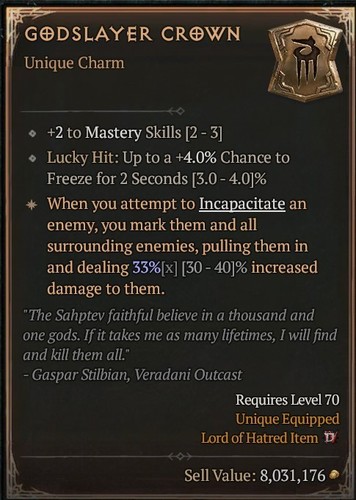 Godslayer crowm charm - +2,