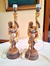 COPPIA DI LAMPADE SCULTURE  ANTICHE MORI REGGITORCIA VEDI FOTO E DESCRIZIONE