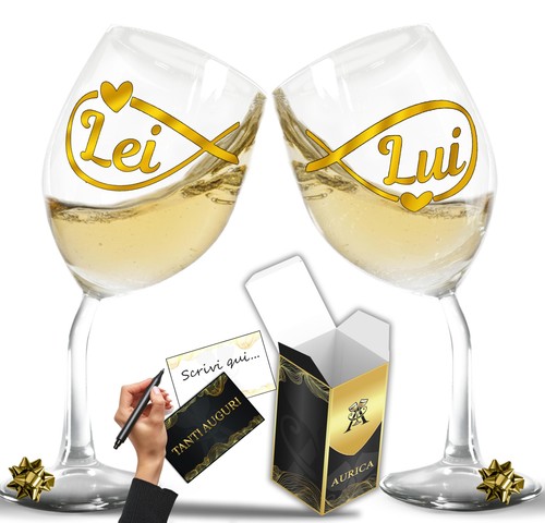 Aurìca coppia calici - coppia, vino