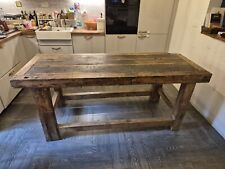 Banco da falegname / tavolo da lavoro antico restaurato, con cassetto.