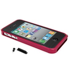 IPHONE 4 4S Protezione Set Alluminio Custodia Case Borsa Ciotola Paraurti Rosso