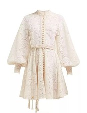 Abito Corto Bianco In Pizzo