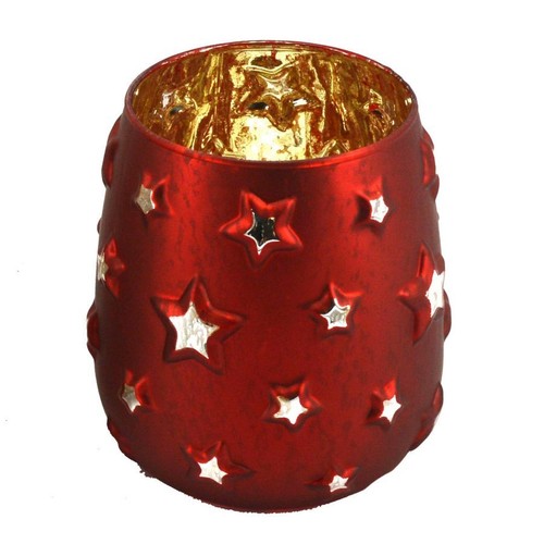 Vaso tondo vetro rosso - , con
