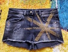 Shorts in denim by Mangano, nero con applicazioni, TG.29 (42/44)