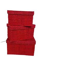 SET 3 CESTI GIGANTI CON COPERCHIO E MANICI MAX CM.55x31 IN VIMINI E FIL DI FERRO