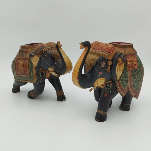 Coppia elefanti legno - coppia, medio