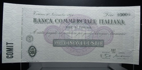 Assegno taglio fisso - fisso, lire