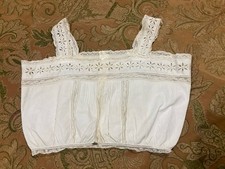 Antico copricorsetto edoardiano camicetta occhiello pizzo cotone 1900 lingerie