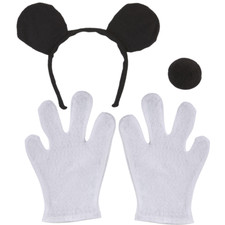 SET TOPOLINO ORECCHIE NASO GUANTI ACCESSORI TRAVESTIMENTO VESTITO CARNEVALE