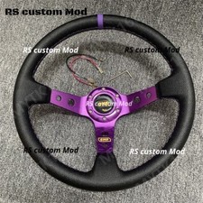 Volante sportivo OMP viola piatto profondo pelle PU corsa deriva 340 mm/14""