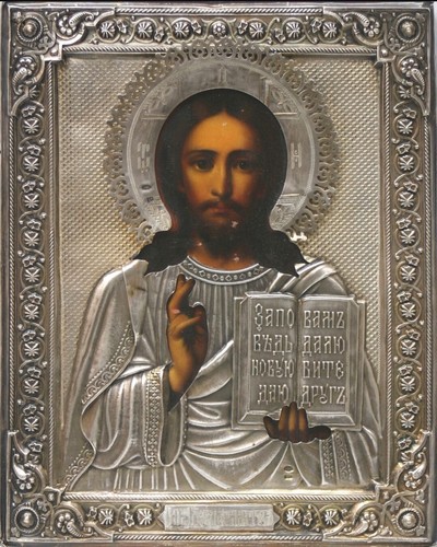 Antica icona del cristo 19c - antica,