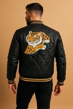 Giacca in pelle Rocky Balboa versione 2025 con toppa tigre posteriore