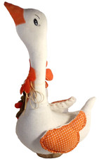 FERMAPORTA ARTIGIANALE A FORMA DI PAPERO IN STOFFA CON FONDO IN LEGNO- H. CM. 43