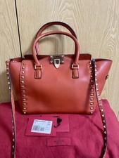 Valentino Garavani Burgundy Rockstud Studded Bag