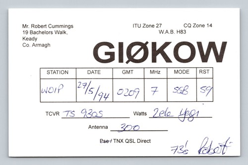 Radioamatore qsl gi0kow - qsl,